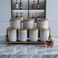 Boîtes de rangement en céramique pour la cuisine, style moderne et luxueux, 7 pièces, pots à épices avec couvercles en bois