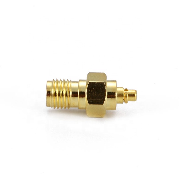 Gold-plated SMA Female to MMCX Male RF Coaxial Adapter.