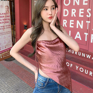 Nuevo personalizado sólido colores tapa del tanque de verano Irregular Tops correa de espagueti Top Halter para las mujeres - Product Image 1