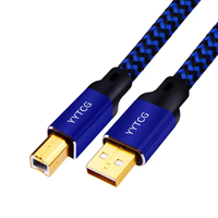 Kabel USB Hifi YYTCG Berkualitas Tinggi Tipe A ke Tipe B Kabel Data Hifi untuk DAC
