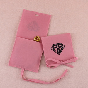 8*8 cm pink velvet fabric bag jewelry storage custom pink jewelry pouch bag with logo printed