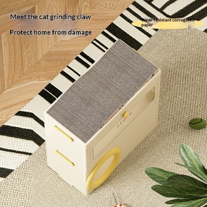 Lit pour animaux de compagnie multifonctionnel, respirant et imperméable en plastique pour petits appartements - Boîte de rangement à deux niveaux pour les races miniatures, petites et moyennes - Product Image 1