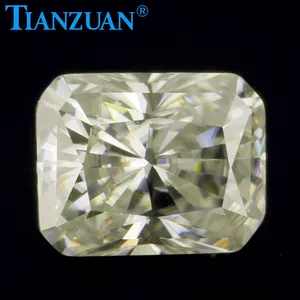 Wuzhou hot deal radiant shape brilliant cut light gold champagne yellow moissanite loose stone