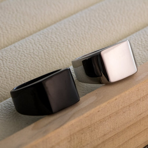 Men's Titanium Steel Square <b>Ring</b> Geometric Design <b>Plain</b> Band Jewelry Gift SA559 - Product Image 1