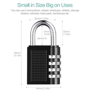 Đen 4 Dials Kết Hợp Có Thể Đặt Lại Khóa Mật Khẩu Khóa An Toàn Cửa Locker Pad Khóa Padlock Du Lịch Hành Lý Vali Khóa Phòng Tập Thể Dục - Product Image 3