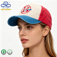 Cappellini da Baseball Lavati in Tre Tonalità Rosso Beige Blu con Logo Personalizzato per Uso Casual, Vendita all'Ingrosso