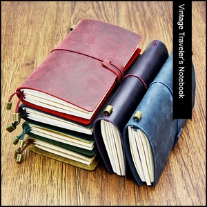 OEM Crazy Horse Skin Genuine <strong>Leather</strong> Hand Made <strong>Diary</strong> with Hand Made Paper Book Cover Vegetable Tanning Product - Product Image 2