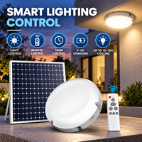 Lampu Plafon Tenaga Surya 200W IP65 dengan Remote Control untuk Gudang, Teras, dan Taman, Dilengkapi Panel Surya Mono Terpisah