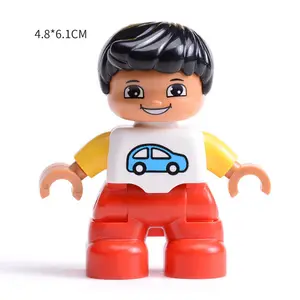 Gorock Big Size Action Figures City Engineer Policemen Family Building Block Doll Character Accessory Toys Children Kids