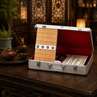 Étui de transport robuste en alliage d'aluminium argenté résistant aux chocs pour Mahjong, avec doublure en velours rouge, boîte de rangement rigide pour tuiles de jeu
