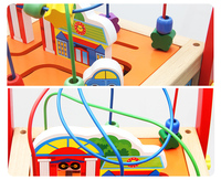 Marche-bébé en bois avec cube d'activités, musique, vitesse réglable, anti-basculement, jouet en bois