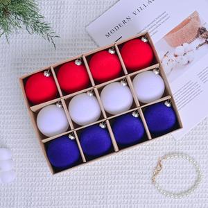 ลูกบอลพลาสติกตกแต่งต้นคริสต์มาสแบบใหม่ ขนาด 6 ซม. สีแดง ขาว น้ำเงิน ลายธงชาติ สำหรับแขวนประดับในวันชาติ - Product Image 2