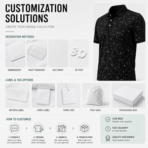 Polo de Golf Negro Personalizado Premium para Hombre, con Estampado, de Alto Rendimiento, Absorbente de Humedad, Marca Privada, Ropa Corporativa OEM - Product Image 3
