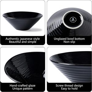 Grands bols à soupe en céramique, vaisselle en gros, sur mesure, 11 pouces, blanc et noir, pour restaurant, bol à ramen japonais - Product Image 5