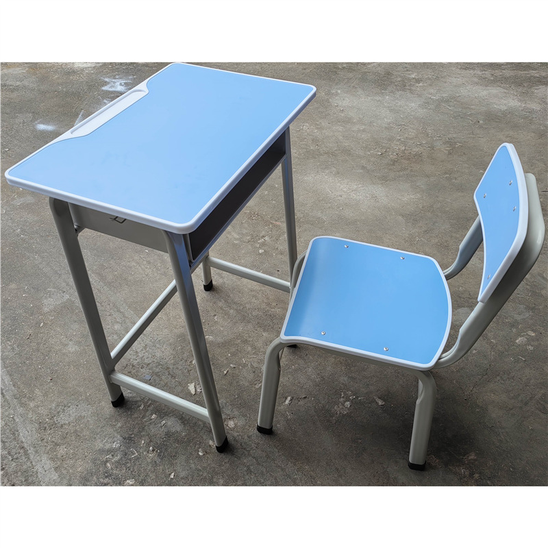 Bureau et chaise de collège bleu ciel, 75 cm
