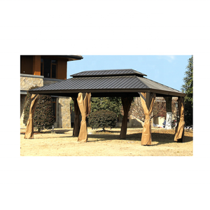 Gazebo de Patio con Techo Doble Impermeable de Aluminio y Cortina Mosquitera LSB-46, Gazebo Moderno para Exteriores LSB-46 - Product Image 1