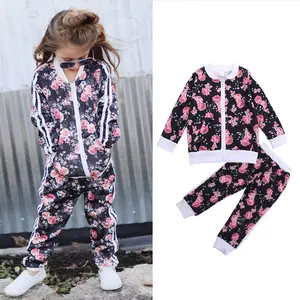 Autumn girls kid two piece sets zipper outfits boutique clothing Long sleeved kids clothes set girls 1-6 years of age casual