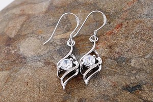 925 Sterling Silver Angel Zircon <b>Drop</b> <b>Earrings</b> for Women <b>Fashion</b> Jewelry with Stylish Pendientes Design - Product Image 5