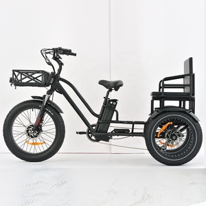 Tricycle électrique familial T14 Cargo à pneus larges, tricycle électrique 2 places, vélo électrique à 3 roues, tricycles à conducteur - Product Image 2