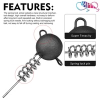 Nouveau Plomb Rond à Fixation Rapide 6.8g-48g avec Tête de Jig à Verrouillage à Ressort et Vis Fixe pour leurres Crank Jig, leurres pour brochet, leurres souples, leurres Shad et leurres Swimbait