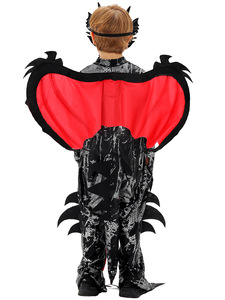 Costume de squelette de dinosaure, combinaison de dragon noir effrayant pour garçon avec masque et ailes, déguisement de dinosaure médiéval pour enfant pour fête costumée - Product Image 4