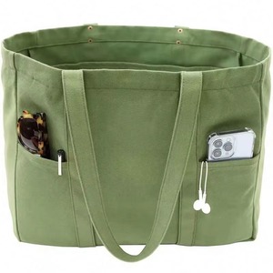 Bolsa de Lona Grande con Certificación BSCI, con 2 Bolsillos Delanteros y Compartimento para Portátil, Bolso de Mano para Profesoras (Muestra Gratis) - Product Image 1