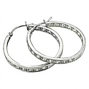Pendientes de Aro Finos de Plata 925 Art Palace con Circonita Cúbica, Baño de Rodio, Diseño Minimalista - Regalo de Boda de Lujo para Fiestas - Product Image 1
