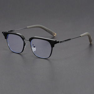 Monturas de anteojos de Metal óptico para hombre Premium Anti azul gris claro ceja aleación de plata Monturas Gafas - Product Image 2