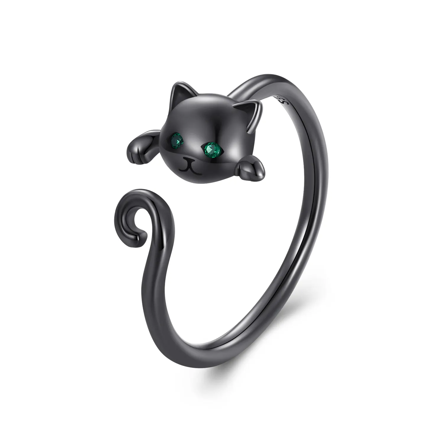 Hot selling cute cat ring with zirconia S925 sterling silver open ring