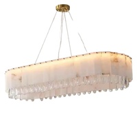 Lustre en cuivre massif de luxe avec cristaux d'albâtre, lampe design moderne et minimaliste pour villa, duplex, hall, salon, salle à manger, chambre