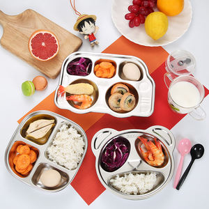 Plateau alimentaire <span class=keywords><strong>en</strong></span> acier inoxydable pour enfants, assiette de maternelle, bol alimentaire pour enfants, assiette à dîner compartimentée, vaisselle - Product Image 2