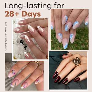 Modelones - Uñas Postizas Cortas Francesas en Forma de Almendra, ABS Transparente, Cobertura Completa, Preformadas, Puntas Suaves, 216 Piezas, 12 Tamaños, Caja de Plástico, DIY para el Hogar - Product Image 2