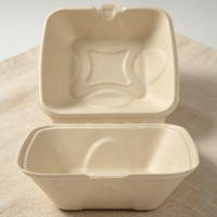 Boîte à lunch en bagasse compostable, conteneur alimentaire biodégradable en canne à sucre avec couvercle pour restaurant, pique-nique