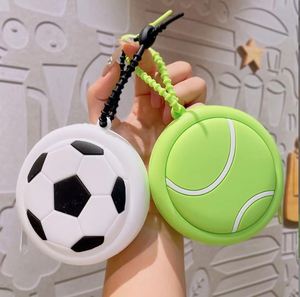 New Arrival Mini Silicone Coin <b>Purse</b> Sports Series Sports Bag Tennis Football Basketball Pattern Pendant <b>Cute</b> Mini Bag - Product Image 2