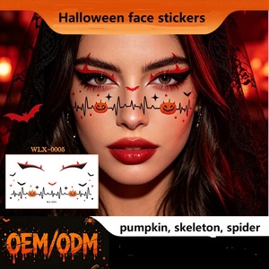 Autocollants pour les yeux de citrouille d'Halloween, autocollants pour eyeliner, autocollants de tatouage temporaire motif toile d'araignée, crâne, chauve-souris, autocollants de maquillage pour le visage et les yeux - Product Image 2