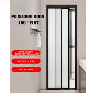 Puerta Doble Abatible de Aleación de Aluminio con Cristal para Baño, Estilo Moderno Personalizado, Impermeable - Product Image 2