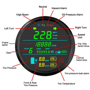 85mm <span class=keywords><strong>moto</strong></span> GPS compteur de vitesse tachymètre jauge de carburant odomètre <span class=keywords><strong>moto</strong></span> jauge de pression des pneus avec alarme - Product Image 2