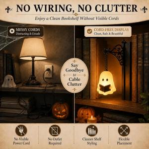Ghost Bookshelf <b>Lantern</b> Library <b>Mini</b> Bookshelf Lamp-Cute Hanging LED Nightlight 3500K Warm White Halloween Vintage - Product Image 3