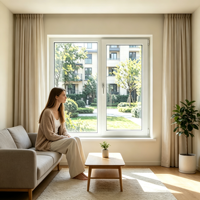 Ventana Abatible de PVC con Acabado Mate Antirrayas para Casa Moderna, Ventana Decorativa No Reflectante