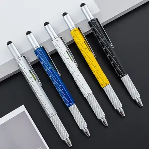 Multifunctional Tool Metal Screwdriver Ballpoint Pen With Phillips Level Scale Touch Screen