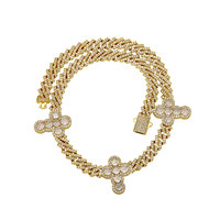 Chaîne cubaine hip-hop CY avec pendentif croix entièrement serti de diamants, accessoires détachables, bracelet DIY tendance, bijoux pour hommes et femmes, vente en gros