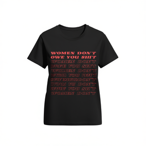 Camiseta feminista para mujer, Don't Owe You Sh*t, estilo vintage, cuello redondo, manga corta, 100% algodón, diseño con letras impresas - Product Image 1