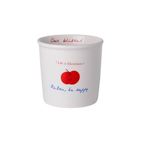 <b>Ceramic</b> Mug Apple Pattern Handleless White Light Yellow Single <b>Cup</b> For Coffee Tea Breakfast Home Office Use - Product Image 3