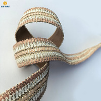 Sangle tissée rayée en perles blanches et or rose de 35 mm avec garniture en strass pour sandales, pantoufles et accessoires de chaussures DIY