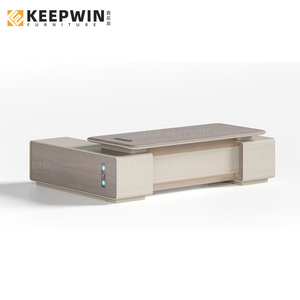 Hiện đại màu xám gỗ tròn thiết kế nội thất văn phòng quản <span class=keywords><strong>l</strong></span>ý giám đốc Ông Chủ CEO bàn văn phòng với <span class=keywords><strong>l</strong></span>ưu trữ bảng phụ bảng điều hành - Product Image 4