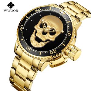 OEM ODM pour WWOOR Montre-bracelet de luxe pour homme en acier inoxydable, étanche, lumineuse, à quartz, avec cadran en verre et affichage à aiguilles, personnalisable L - Product Image 6