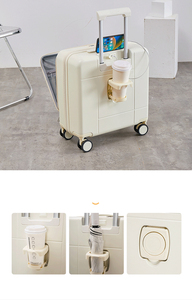 Nouvelle valise universelle à roulettes 18 pouces en ABS+PC avec porte-gobelet et <span class=keywords><strong>port</strong></span> de charge USB, <span class=keywords><strong>bagage</strong></span> de cabine - Product Image 4