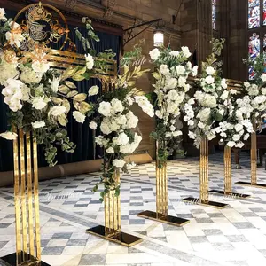 Fondo de pared con flores de fiesta material dorado rectangular, decoración para eventos al por mayor