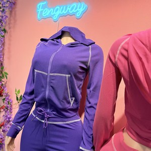 Tuta da donna in maglia Waffle 2 pezzi Set top Crop personalizzati pantaloni lunghi con cappuccio Set Set da Jogger in due pezzi - Product Image 3