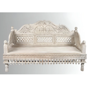 Elegante sofá Jodhpuri de madera con estructura de madera maciza, asientos cómodos y con estilo, perfecto para sala de estar, salón, interior moderno. - Product Image 1